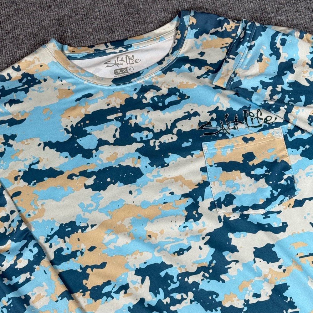 Salt Life SLX UVapor Camo Long Sleeve Pocket T-Shirt Mens XL Coastal Performanxe